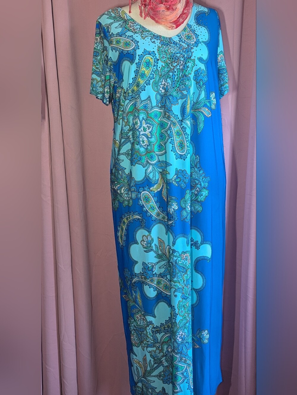 CATHERINE'S PETITE Blue Paisley Print Maxi Dress 1XWP 18/20WP